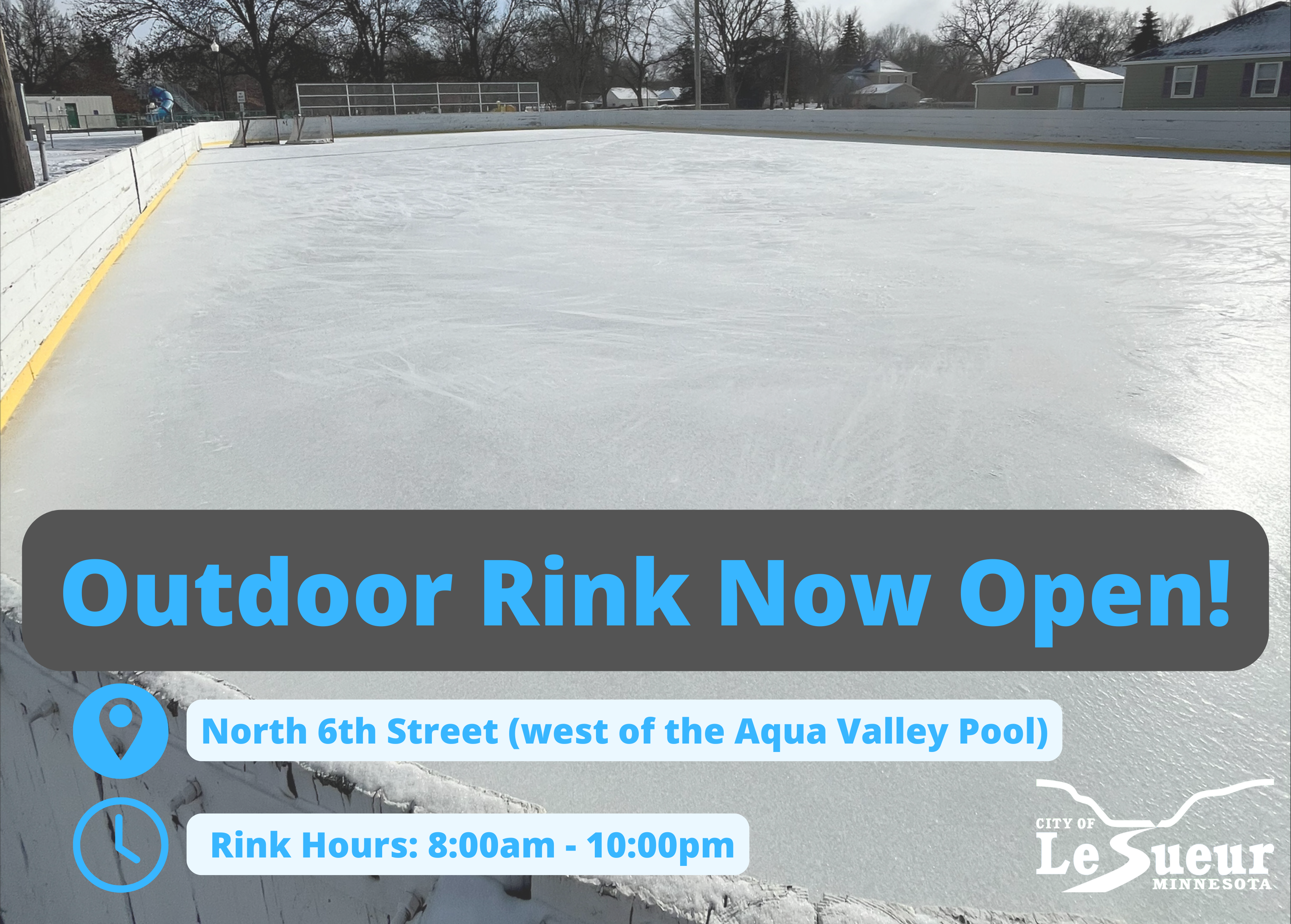 Flyer for outdoor ice rink hours